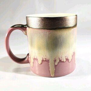 Potters Corner Reactive Glaze Drip Dip Dye Coffee Mug 16 oz Pink Iridescent